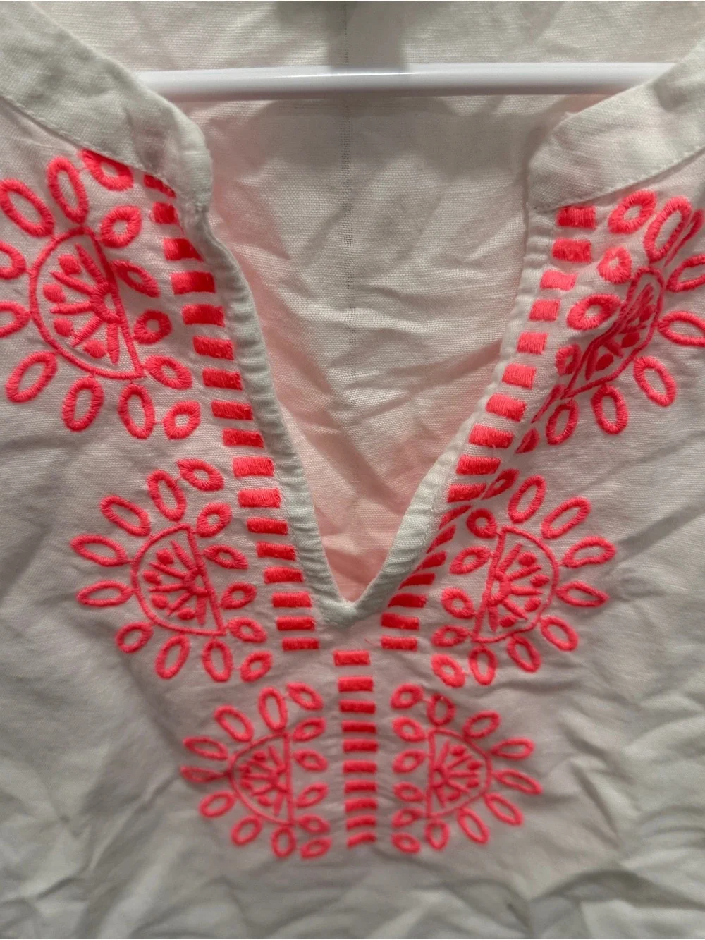 J Crew White and Pink Linen Tank Top